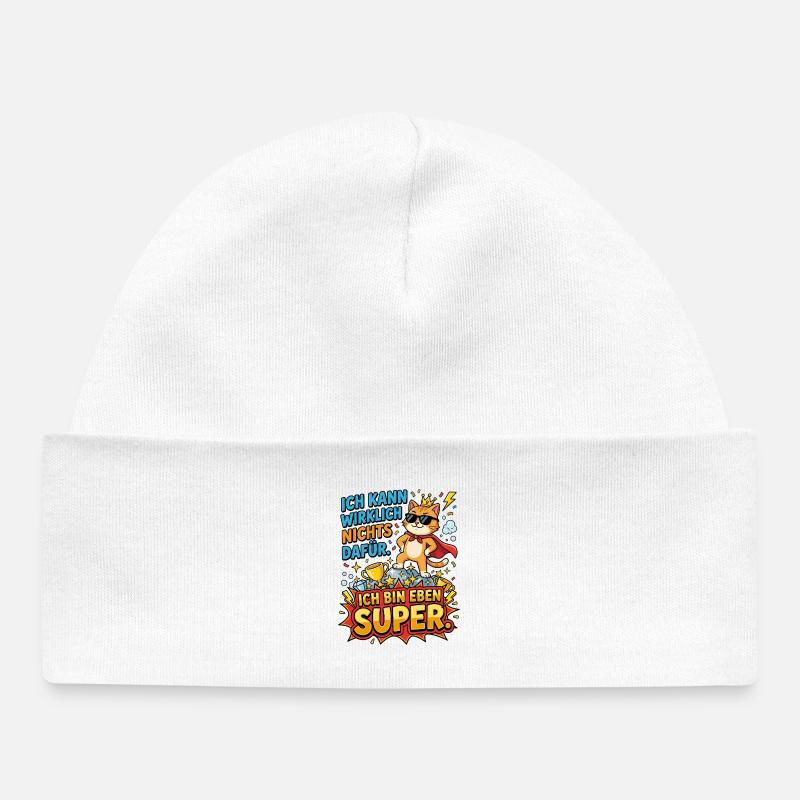 Héros Chat : Je suis juste super - Bonnet bébé bio - blanc
