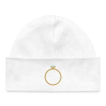 Gold Ring Icon with Diamond - Baby Organic Beanie - white - Front