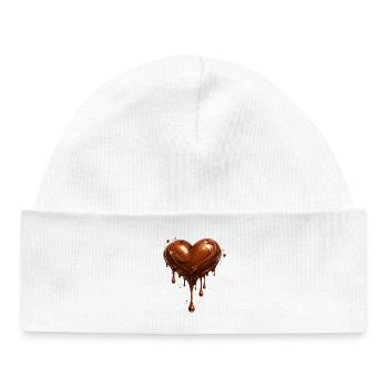 Chocolate heart with drops illustration - Baby Organic Beanie - white - Front