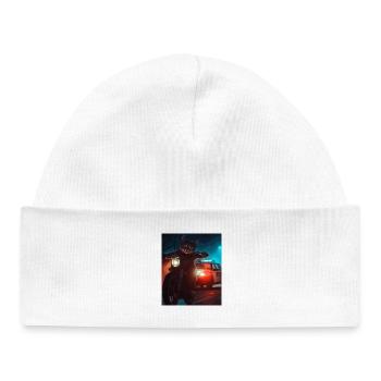 Night Cat on Motorcycle Noir - Baby Organic Beanie - white - Front