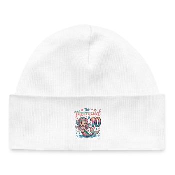 Mermaid 10th Birthday 10 Years - Baby Organic Beanie - white - Front