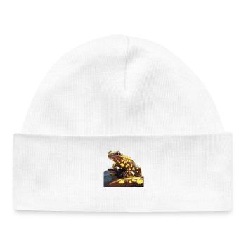Lézard néon sur rochers - Design animalier coloré - Bonnet bébé bio - blanc - Devant