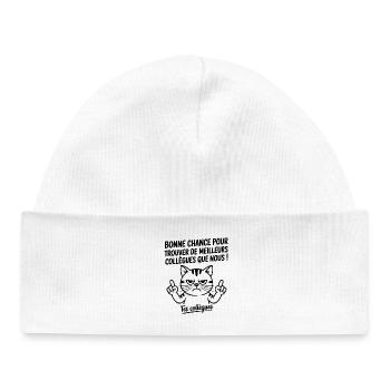 Départ collègue travail nouvel emploi bonne chance - Bonnet bébé bio - blanc - Devant
