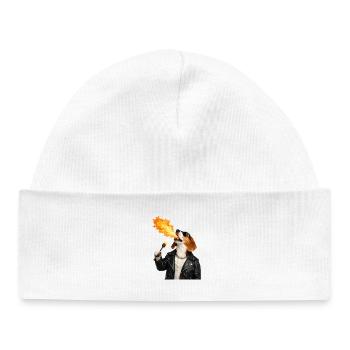 Fire Dog Motif - Baby Organic Beanie - white - Front