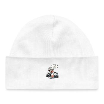 Gym Humor Cow Saying Gift - Baby Organic Beanie - white - Front