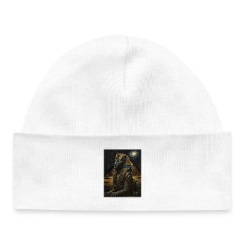 Cosmic Anubis Sphinx in Gold - Baby Organic Beanie - white - Front