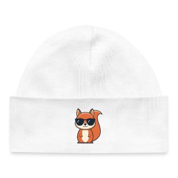 Écureuil chic lunettes noires - Bonnet bébé bio - blanc - Devant