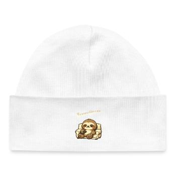 Sloth Series Chiller Pun Saying - Baby Organic Beanie - white - Front