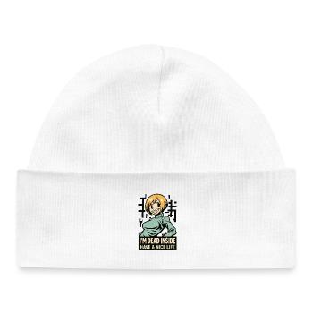 Dead Inside Cartoon Tee - Baby Organic Beanie - white - Front