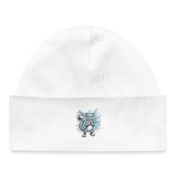 Snow Leopard Hatchling Splash - Baby Organic Beanie - white - Front