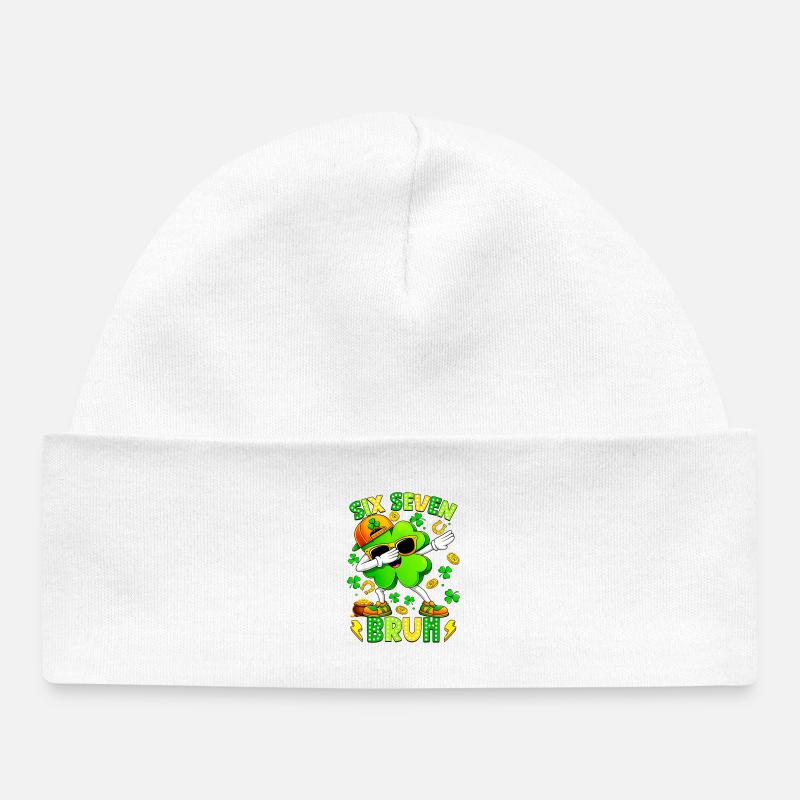 Six Seven Bruh Meme 67 St Patrick Day - Bonnet bébé bio - blanc