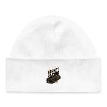 Street Racing Car Print - Baby Organic Beanie - white - Front