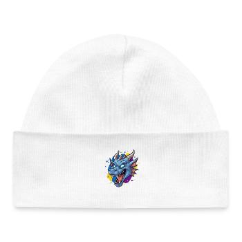 Blauer Drachenkopf Neon-Splash - Baby Organic Mütze - Weiß - Vorne