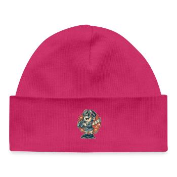 Aviator Scout with Binoculars - Baby Organic Beanie - hot pink - Front