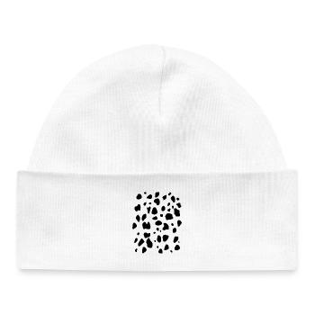 Taches noires à imprimé animal dalmatien de vache - Bonnet bébé bio - blanc - Devant