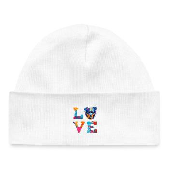 Rottweiler LOVE Dog Pop Art Colourful Portrait - Baby Organic Beanie - white - Front