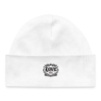 Ornement d’amour en forme de cœur de rose Love You Saint-Valentin - Bonnet bébé bio - blanc - Devant