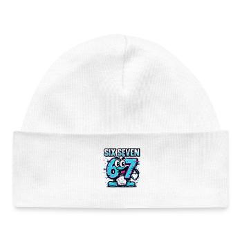 Six Seven 67 Meme Glitch Mascotte Italian Brainrot - Bonnet bébé bio - blanc - Devant