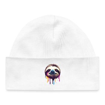 Illustration de goutte couleur néon paresseux - Bonnet bébé bio - blanc - Devant