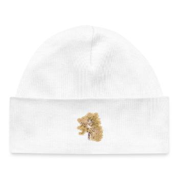 Peinture d’art sur les arbres naturels de conifères - Bonnet bébé bio - blanc - Devant