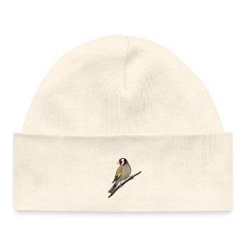 Goldfinch on branch - Baby Organic Beanie - white - Front