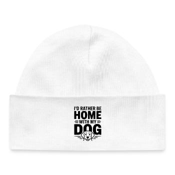Ich wäre lieber zu Hause bei meinem Hund - Baby Organic Mütze - Weiß - Vorne