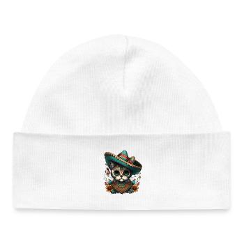Zuckerschädel Sombrero-Katze Mexikanischer Cinco De Mayo - Baby Organic Mütze - Weiß - Vorne