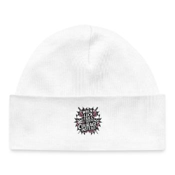 Courage Over Luck Tattoo Style Quote - Baby Organic Beanie - white - Front