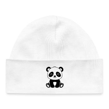 Cute Baby Panda – Black & White - Baby Organic Beanie - white - Front