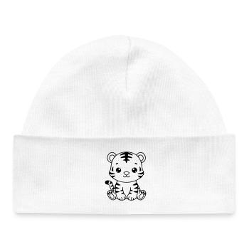 Petit tigre mignon – Petit noir et blanc - Bonnet bébé bio - blanc - Devant