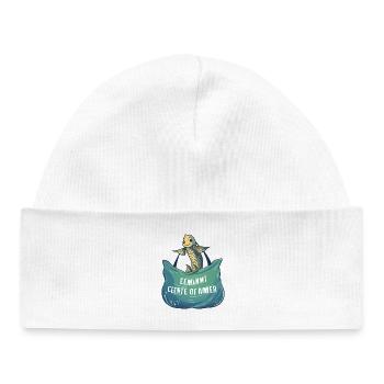 Poisson de mer joyeux avec bannière de vagues - Bonnet bébé bio - blanc - Devant