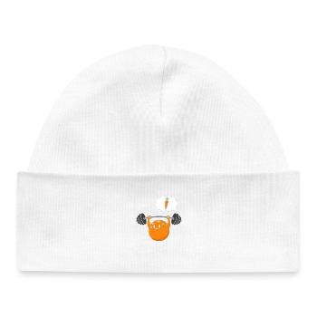 Dumbbell Carrot Strength Training Cartoon - Baby Organic Beanie - white - Front