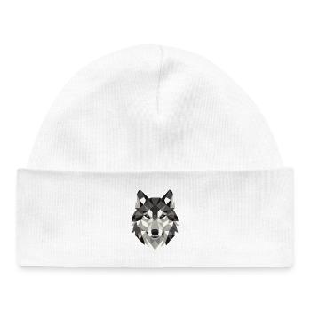 Wolfskopf Lowpoly Geometrie - Baby Organic Mütze - Weiß - Vorne