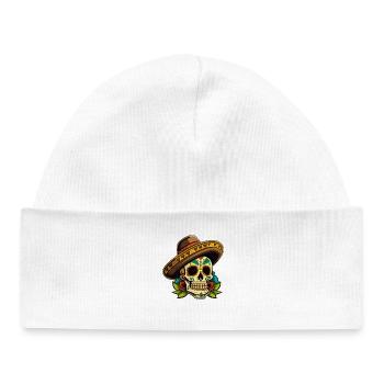 Sugar Skull Sombrero Floral Art - Baby Organic Beanie - white - Front