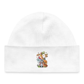 Birthday Party Animals Zoo Party Jungle Zoo - Baby Organic Beanie - white - Front