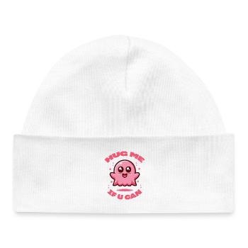 Fantôme rose, prends-moi dans tes bras si tu peux. - Bonnet bébé bio - blanc - Devant