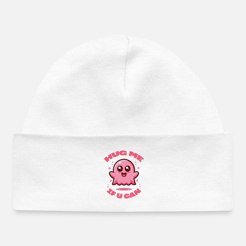 Fantôme rose, prends-moi dans tes bras si tu peux. - Bonnet bébé bio - blanc