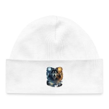 Two Moons Siberian Husky - Baby Organic Beanie - white - Front