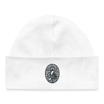 Fox | Forest Animals Flowers Folk Art - Baby Organic Beanie - white - Front
