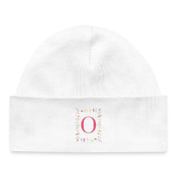 Florale Initialen "O", Buchstaben Monogramm  - Baby Organic Mütze - Weiß - Vorne