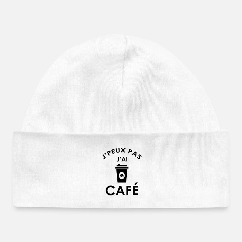 j'peux pas j'ai café - Bonnet bébé bio - blanc