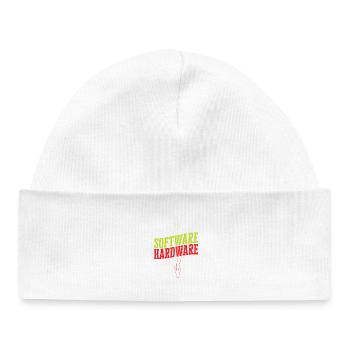 Funny IT Saying Software Hardware Word Game - Baby Organic Beanie - white - Front