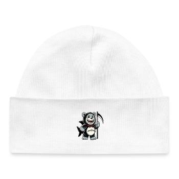 Grinning Bear with Scythe - Baby Organic Beanie - white - Front