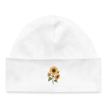 Jaune faisceau de tournesol - Bonnet bébé bio - blanc - Devant
