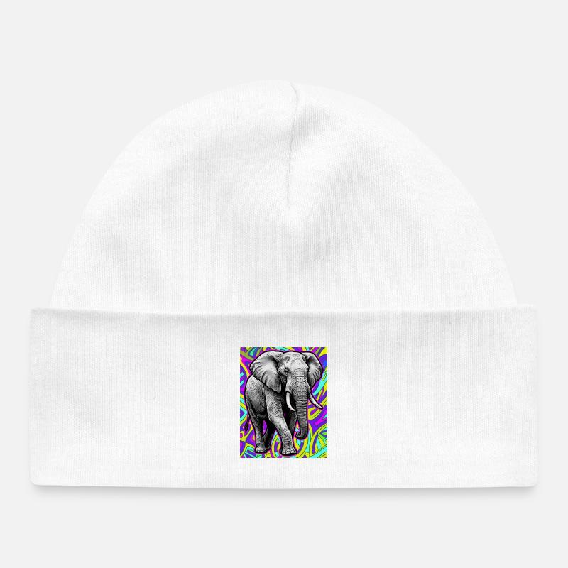 éléphant - Bonnet bébé bio - blanc