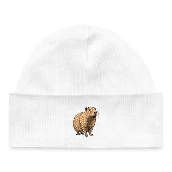 Naturtöne Capybara Illustration - Baby Organic Mütze - Weiß - Vorne