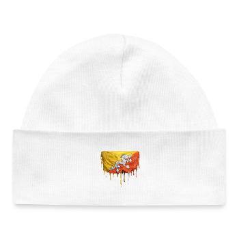 Dragons in Bhutan Flag Color Palette - Baby Organic Beanie - white - Front