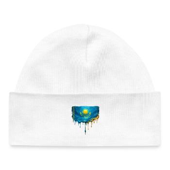 Kasachstan Flagge Tropfenkunst - Baby Organic Mütze - Weiß - Vorne