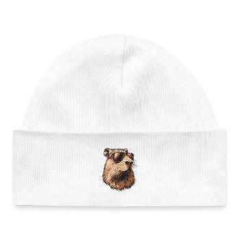 Capybara with sunglasses - Baby Organic Beanie - white - Front