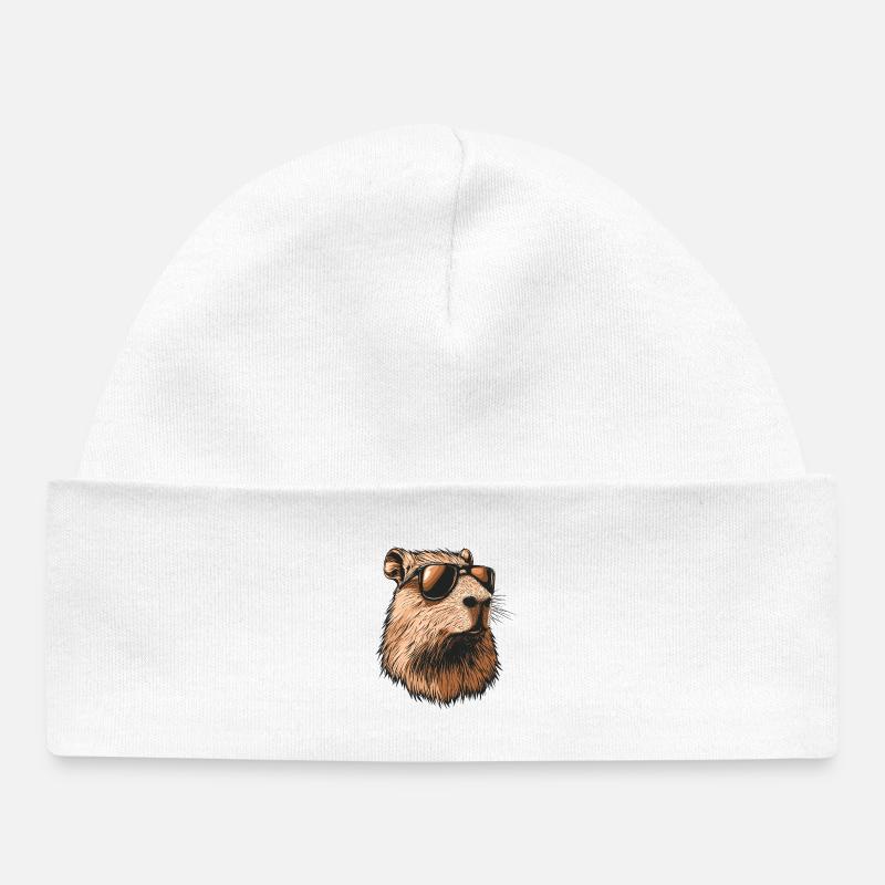 Capybara avec lunettes de soleil - Bonnet bébé bio - blanc